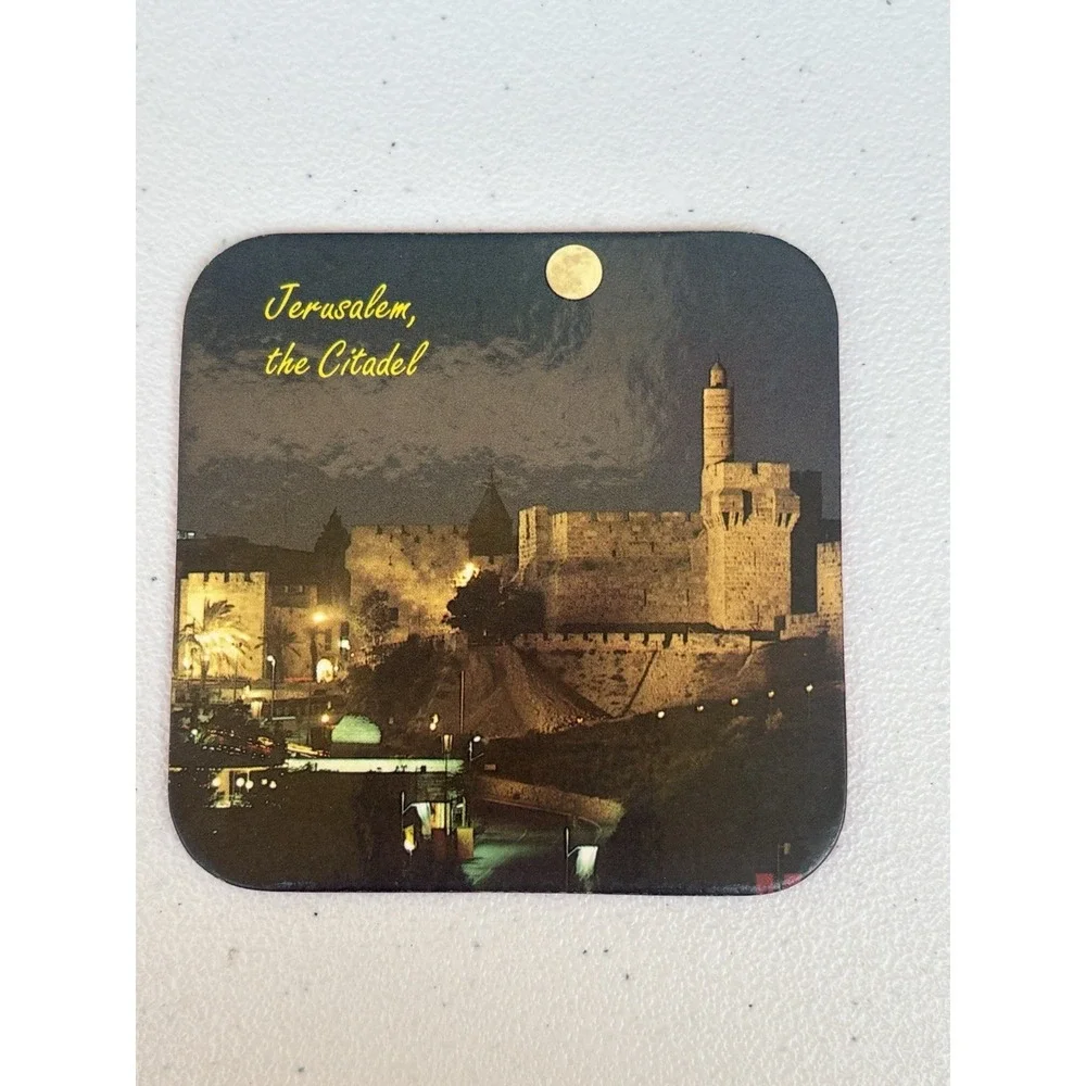 Drink Coasters Jerusalem themed Set of‎ 6 Vintage iconic historical sites 4 x 4